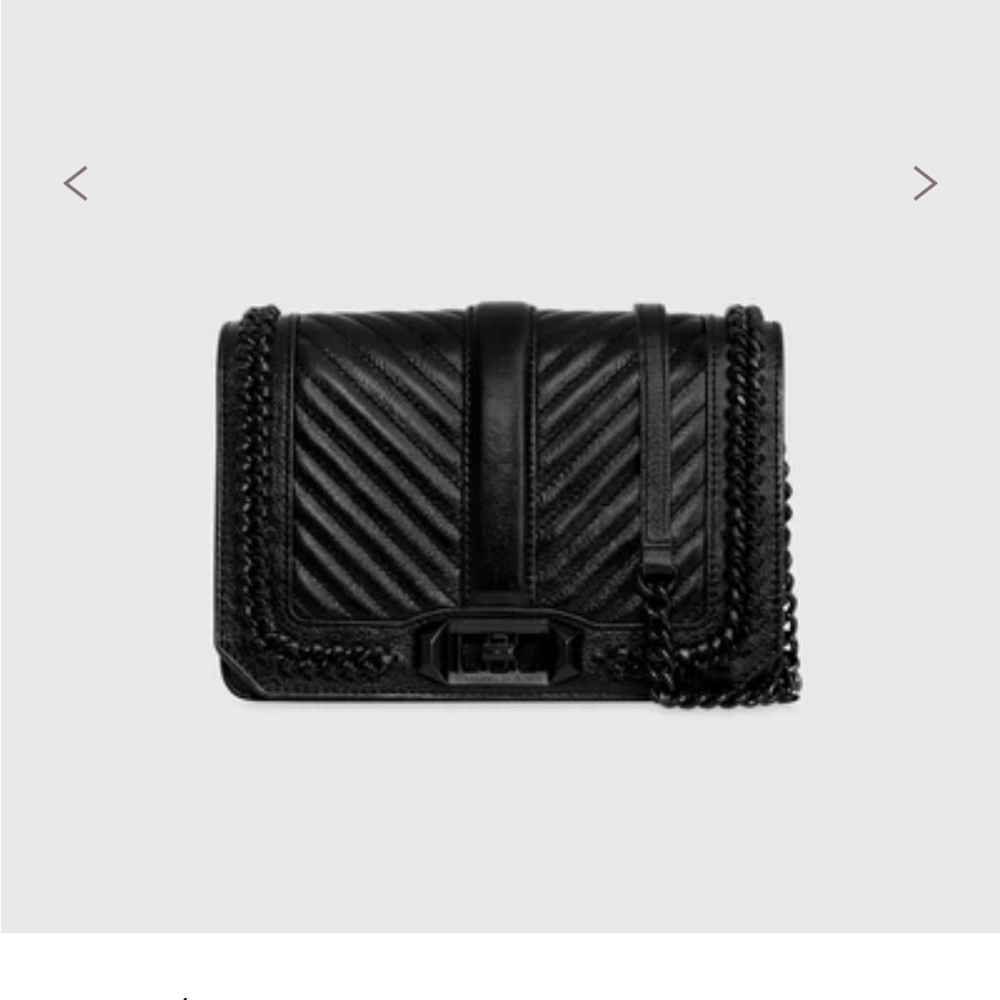 Rebecca Minkoff Chevron Quilted Small Love Crossbody with Chain Inset